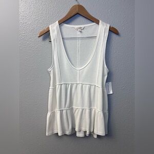 Lucky Brand White Waffle Knit Tiered Tank Top NWT